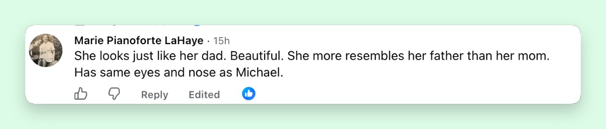 Another fan reached the opposite conclusion, arguing that Carys Douglas inherited more of Michael Douglas' features than